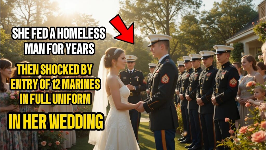 A Quiet Homeless Man Watched Her Wedding from Afar—Then 12 Marines in Full Uniform Showed Up and Changed Everything 2 A Quiet Homeless Man Watched Her Wedding from Afar—Then 12 Marines in Full Uniform Showed Up and Changed Everything