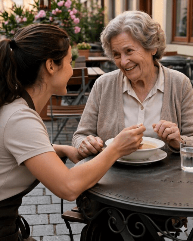  Waitress Helped an Elderly Woman Eat Soup—Days Later,