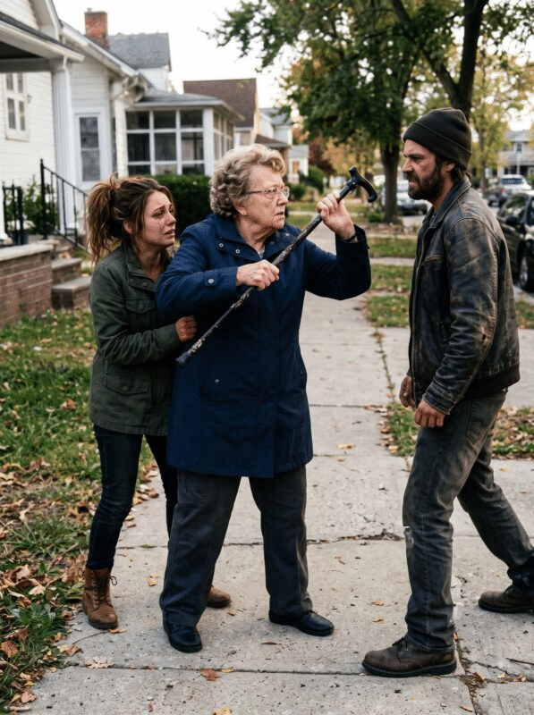 I Put My Cane Between a Terrified Teenage Girl and the Man Following Her Down the Street—One Hour Later, He Stood Up at My Daughter’s Dinner Table, Shook My Hand, and Called Himself Her Fiancé